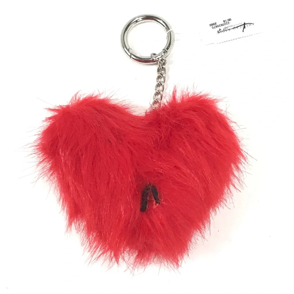 American Eagle Heart Pom Pom Key Chain, Red